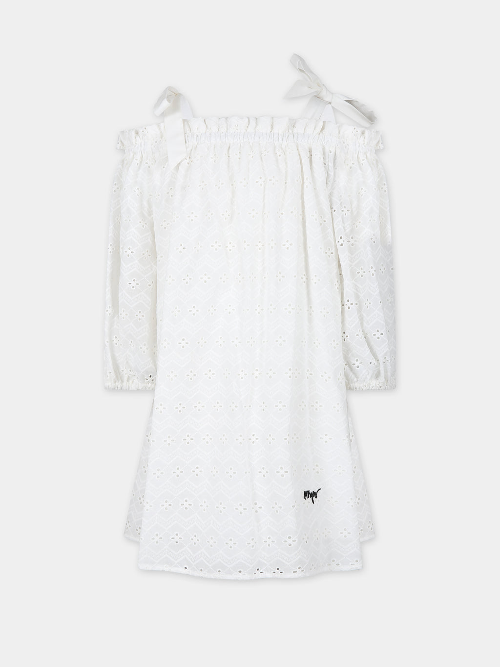 White dress for girl with broderie anglaise